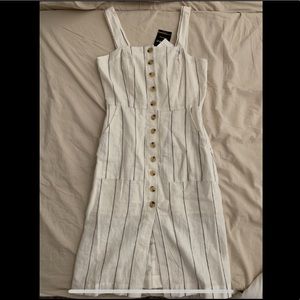 White and black striped midi dress